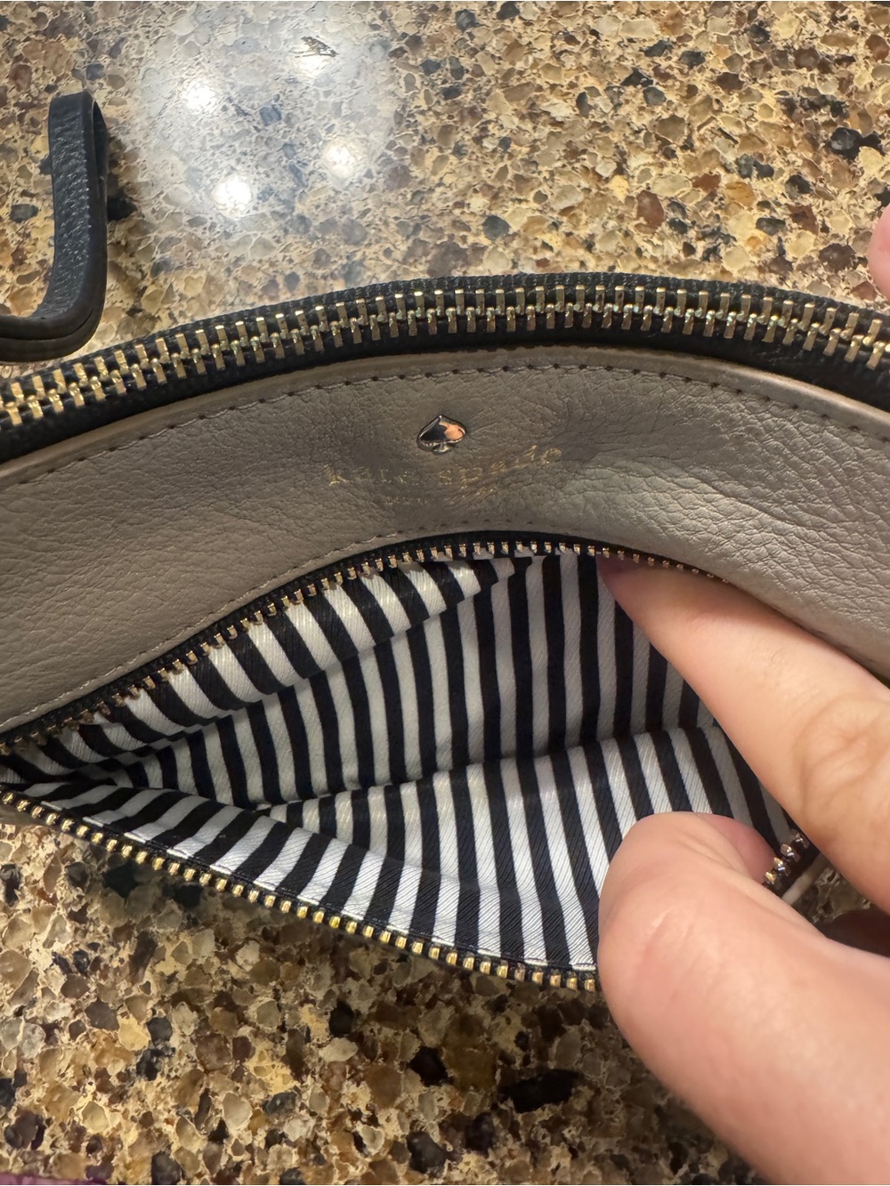 kate spade Taupe Leather Wristlet with Black Strap - Picture 3 of 4